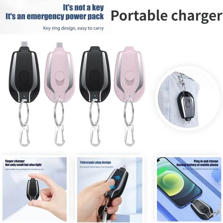 Portable Emergency Key Chain Power Bank Mini 1500mah