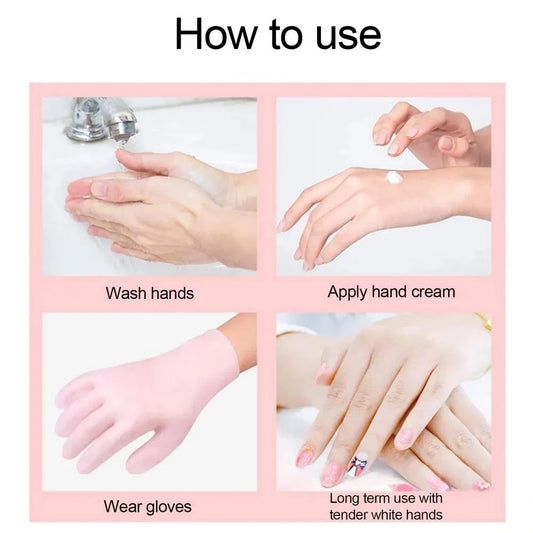 Moisturizing Glove Set, Silicone Gel Spa Gloves For Dry Cracked Skin (1 Pair)