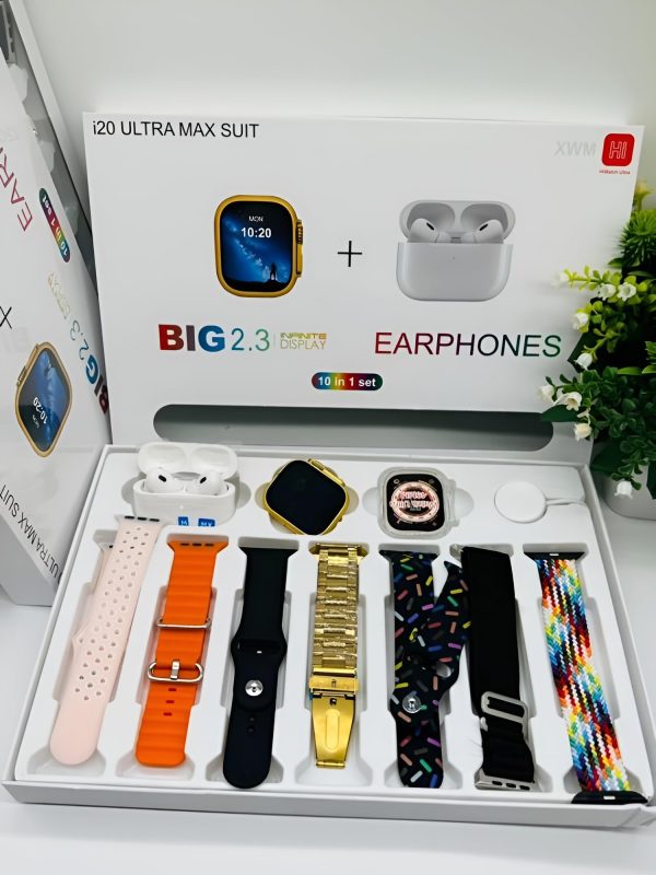 I20 Ultra Max Smart Watch | Premium Quality | 2.3 ” Big Display Screen | Airpods & 7 Straps In Box | 10 In 1