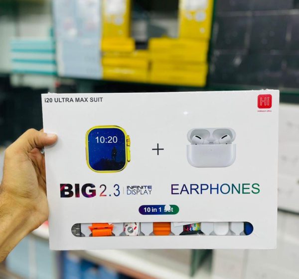 I20 Ultra Max Smart Watch | Premium Quality | 2.3 ” Big Display Screen | Airpods & 7 Straps In Box | 10 In 1
