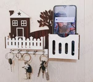 Multipurpose Wooden Key & Mobile Holder