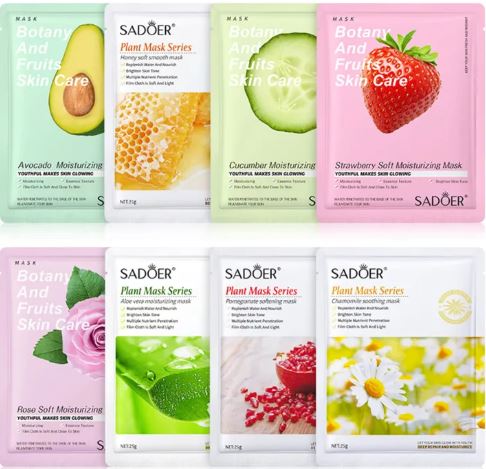 Fruit Plant Extract Moisturizing Brighten Facial Sheet Mask Pack of 10 / 5