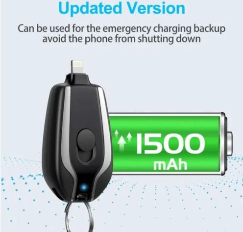 Portable Emergency Key Chain Power Bank Mini 1500mah