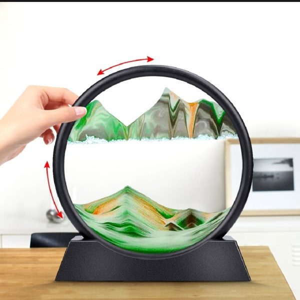 Sandscape Painting – Sand Clock – Moving Sand Art – Hourglass Sand Timer – 3d Moving Sand Mountain Lamp With Metal Stand – Showpiece – Home Decoration
