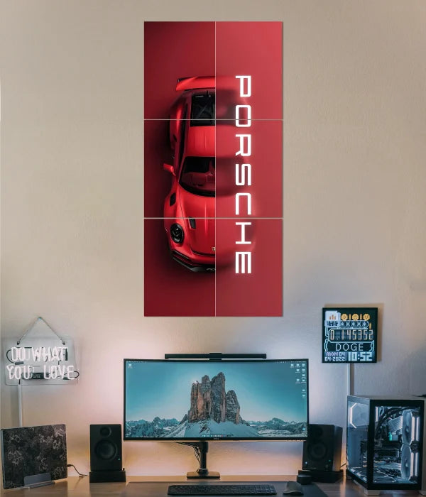 Set Of 4 Car Design Sticky Photo Tiles – Wall Frames For Home & Office Decor