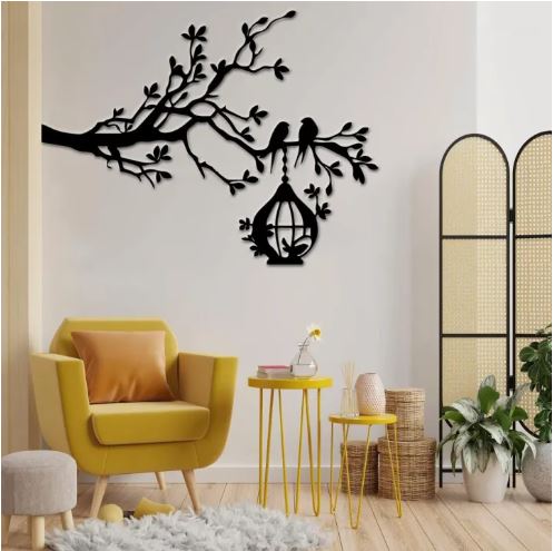 3D Tree With Birds On Nest Wooden Wall Art
