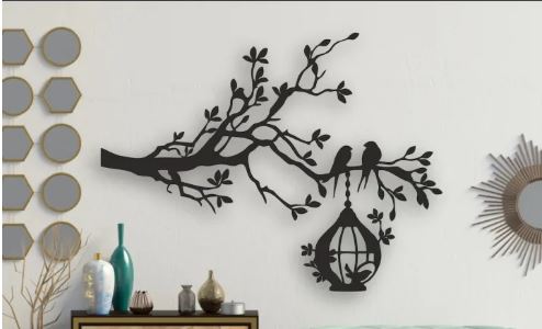 3D Tree With Birds On Nest Wooden Wall Art
