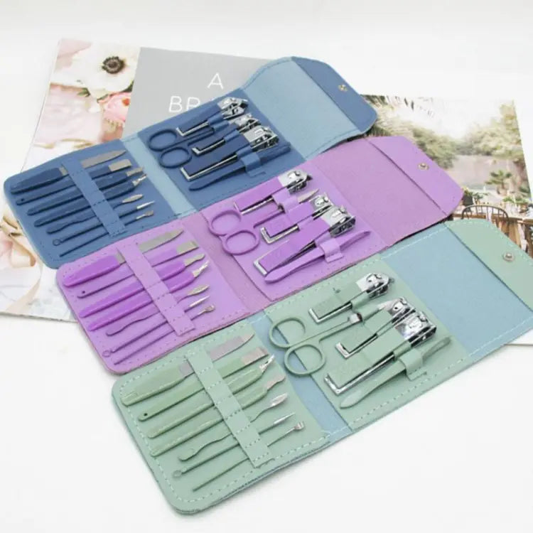 (Imported)16 in 1 Nail kit with Manicure Cutters, Nail Clipper Set,  Pedicure Nail Scissors Tool Set (Random Color)