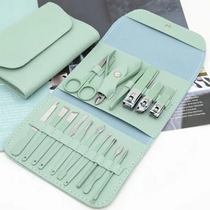 (Imported)16 in 1 Nail kit with Manicure Cutters, Nail Clipper Set,  Pedicure Nail Scissors Tool Set (Random Color)