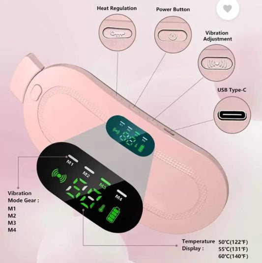 women Period Pain Cramp Relief Belt -Portable Menstrual Heating Pad, Heated Belly Belt for Menstrual Cramp Relief with 3 Heat Levels and 4 Modes