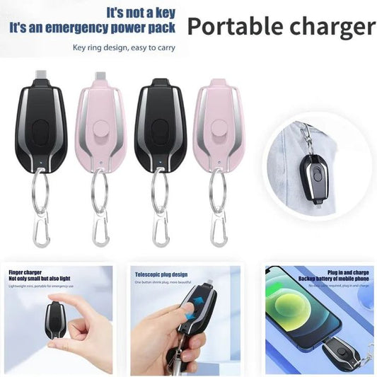 Portable Emergency Key Chain Power Bank Mini 1500mah