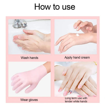 Moisturizing Glove Set, Silicone Gel Spa Gloves For Dry Cracked Skin (1 Pair)