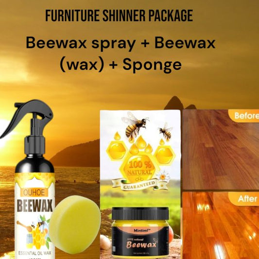 3 in 1 Deal Beewax Spray (120ml) + Beewax 85g(wax) + Sponge Beeswax Furniture Polish And Cleaner
