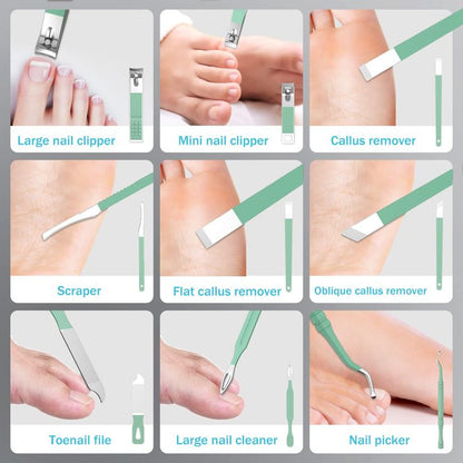 (Imported)16 in 1 Nail kit with Manicure Cutters, Nail Clipper Set,  Pedicure Nail Scissors Tool Set (Random Color)