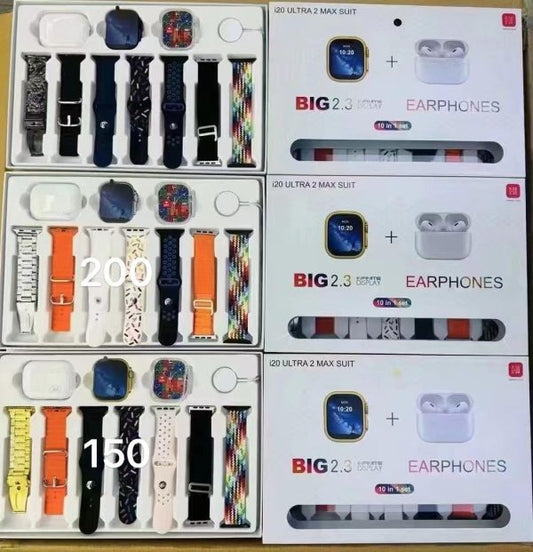 I20 Ultra Max Smart Watch | Premium Quality | 2.3 ” Big Display Screen | Airpods & 7 Straps In Box | 10 In 1