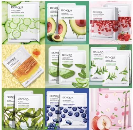 Fruit Plant Extract Moisturizing Brighten Facial Sheet Mask Pack of 10 / 5