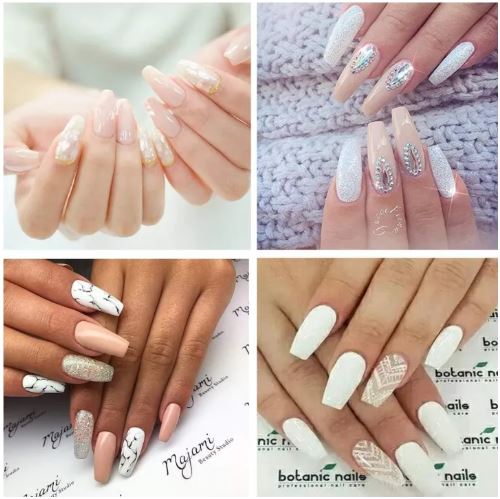 Transparent/White Ballerina Nails-100 pcs