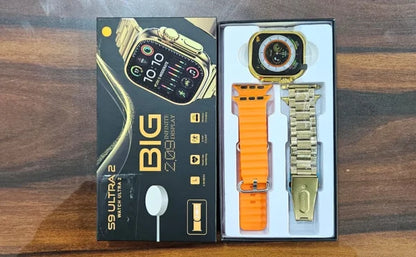 S9 Ultra 2 Smart Watch Big 2.09 Infinity Display Wireless Charging Bluetooth Calling Double Strap