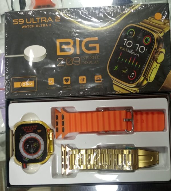 S9 Ultra 2 Smart Watch Big 2.09 Infinity Display Wireless Charging Bluetooth Calling Double Strap