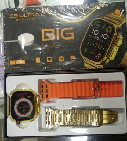 S9 Ultra 2 Smart Watch Big 2.09 Infinity Display Wireless Charging Bluetooth Calling Double Strap