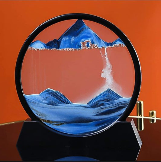 Sandscape Painting – Sand Clock – Moving Sand Art – Hourglass Sand Timer – 3d Moving Sand Mountain Lamp With Metal Stand – Showpiece – Home Decoration